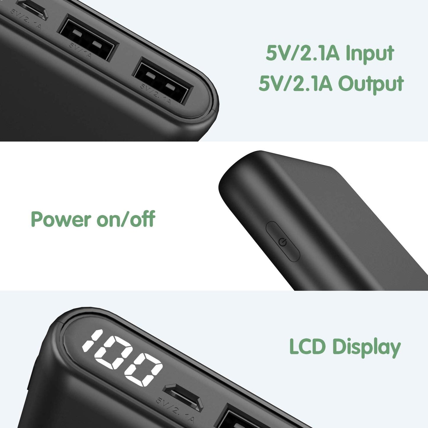 Power Bank HX160Y4 tragbares Ladegerät 25800 mAh LCD-Display Hohe Kapazität 2 USB-Ports, externer Akku Pack