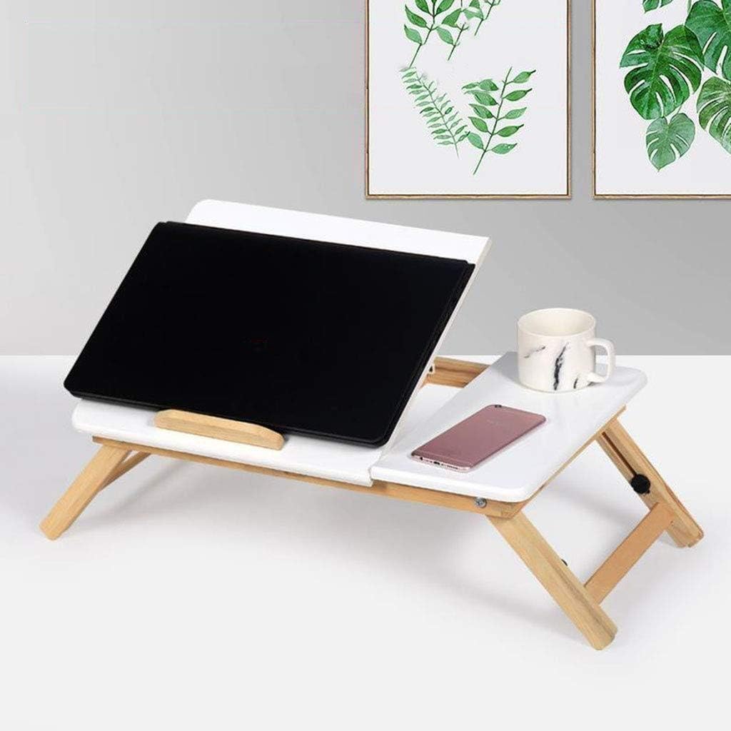 Bett Tisch Laptopständer mit Schublade Notebooktisch klappbar aus Holz weiß