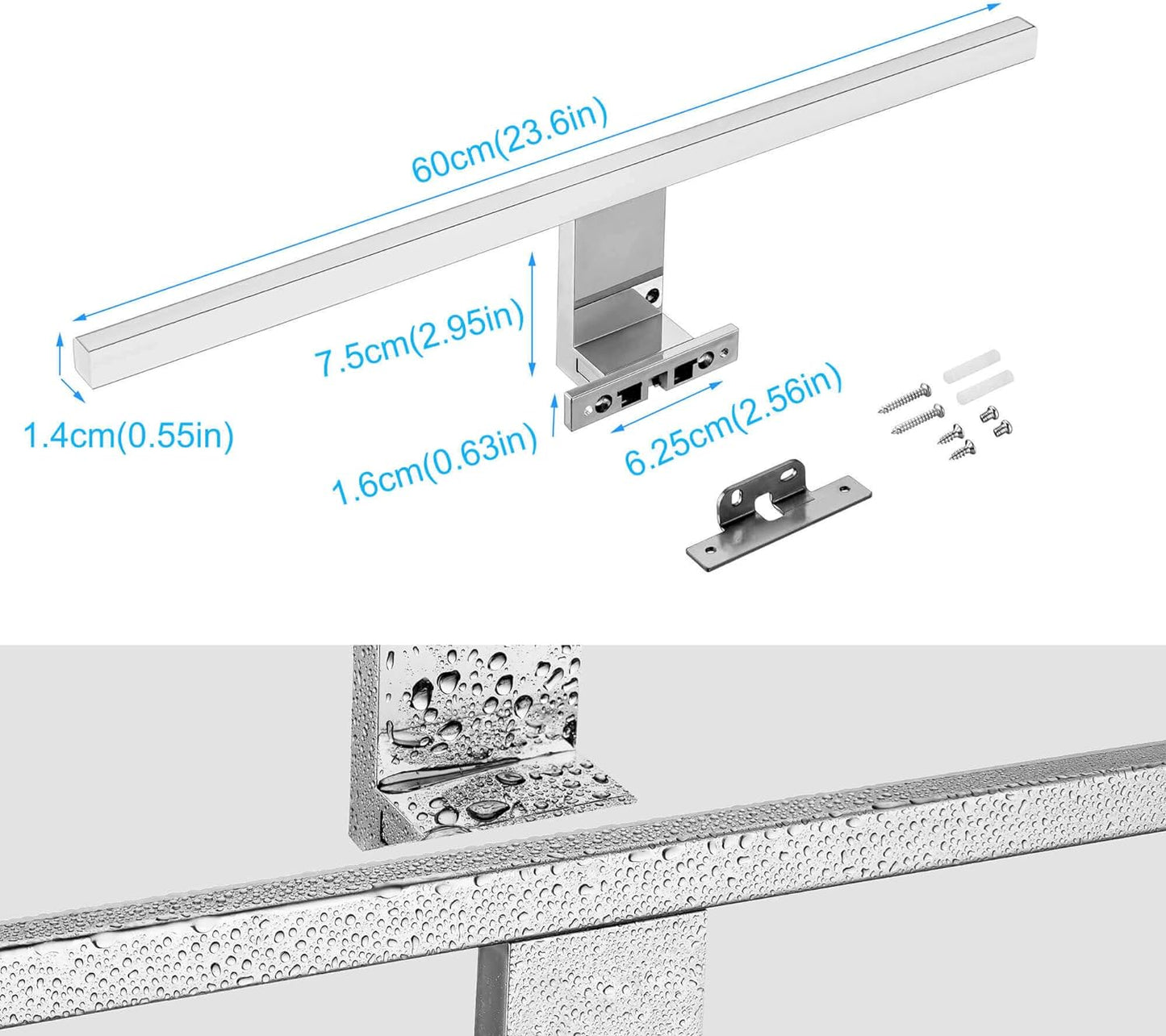 Azhien LED Spiegelleuchte Badezimmer 10W 820LM 60Cm Neutralweiß 4000K, Slim14Mm