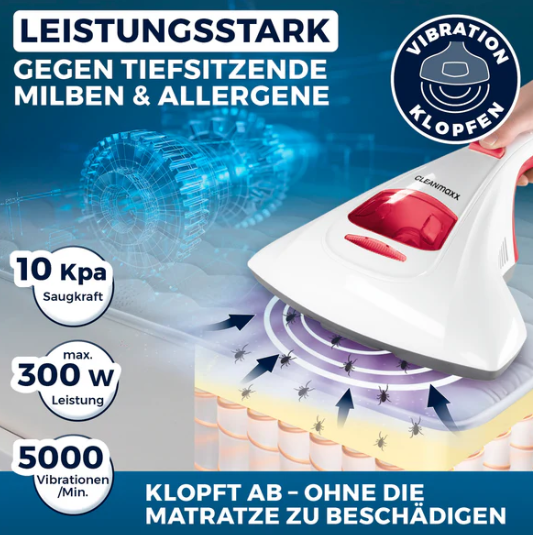 Clever Clean Handstaubsauger Milbensauger Matratzenreiniger UV-C Lampe HEPA-Filter