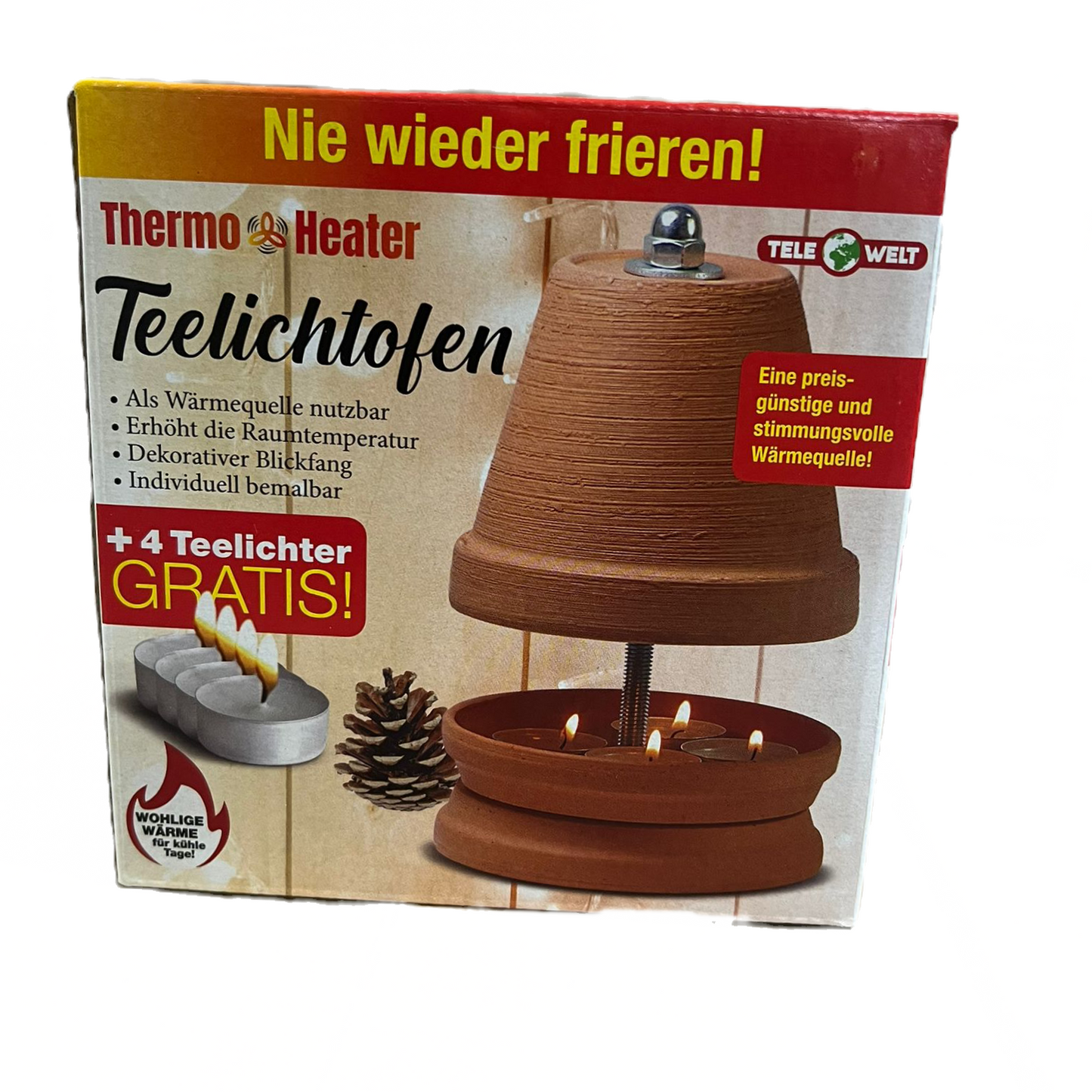 Teelichtofen Teelichtheizung Kerzenofen Licht Teelicht inkl. 4 Teelichter