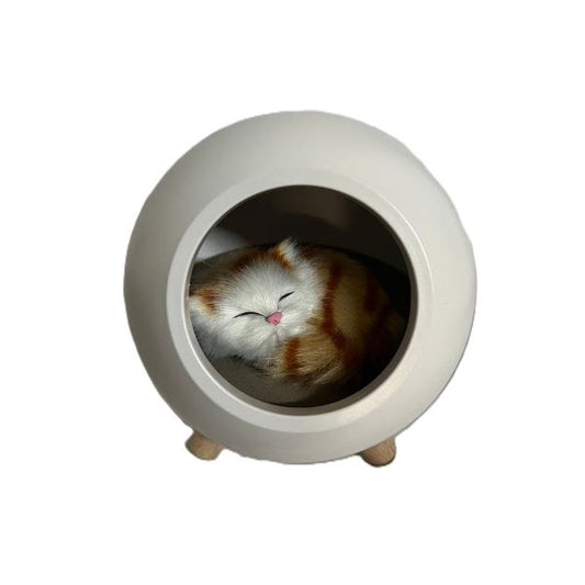 Nette Katze Nachtlicht Little Pet House LED Nachtlampe weiß Holz