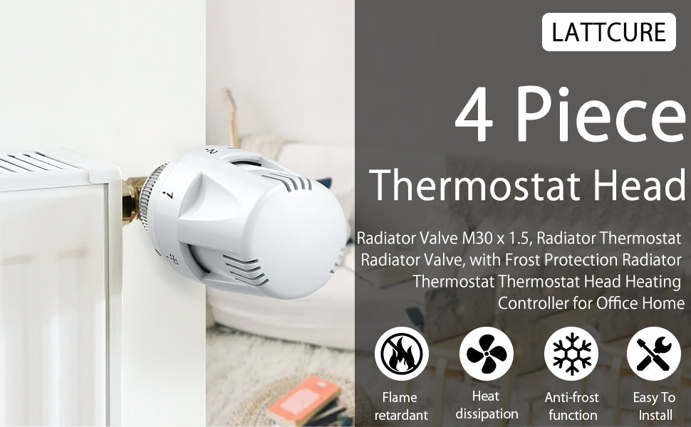 4x Thermostatkopf Heizkörper Regler Thermostat Kopf Heizung Ventil | M30 X 1,5