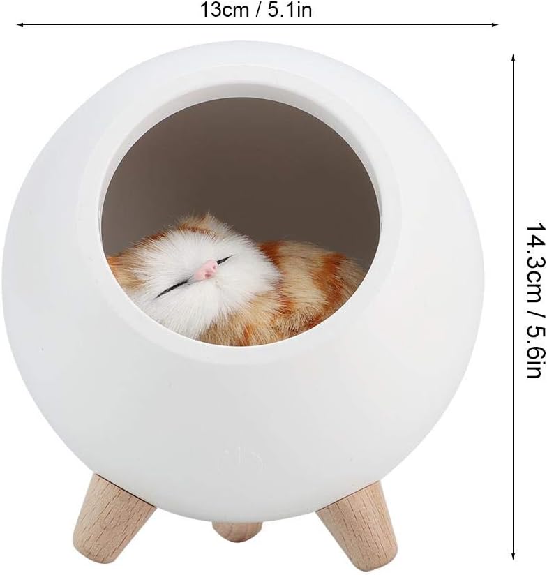 Nette Katze Nachtlicht Little Pet House LED Nachtlampe weiß Holz