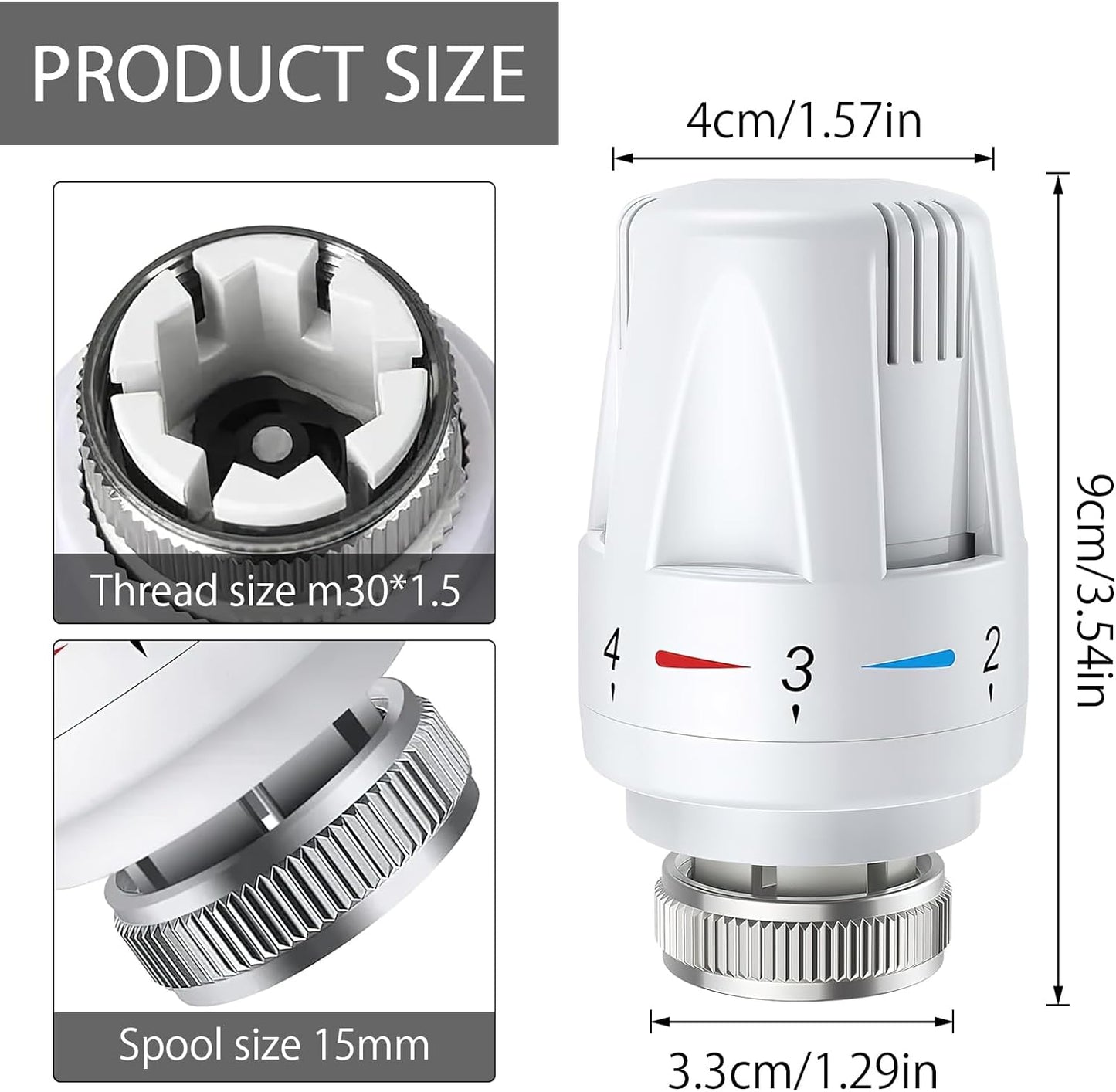 4x Thermostatkopf Heizkörper Regler Thermostat Kopf Heizung Ventil | M30 X 1,5
