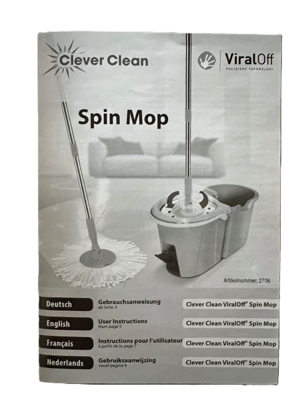 Clever Clean Wischmop 2 Kammer Filtersystem Mops Set Wischen Eimer 360°