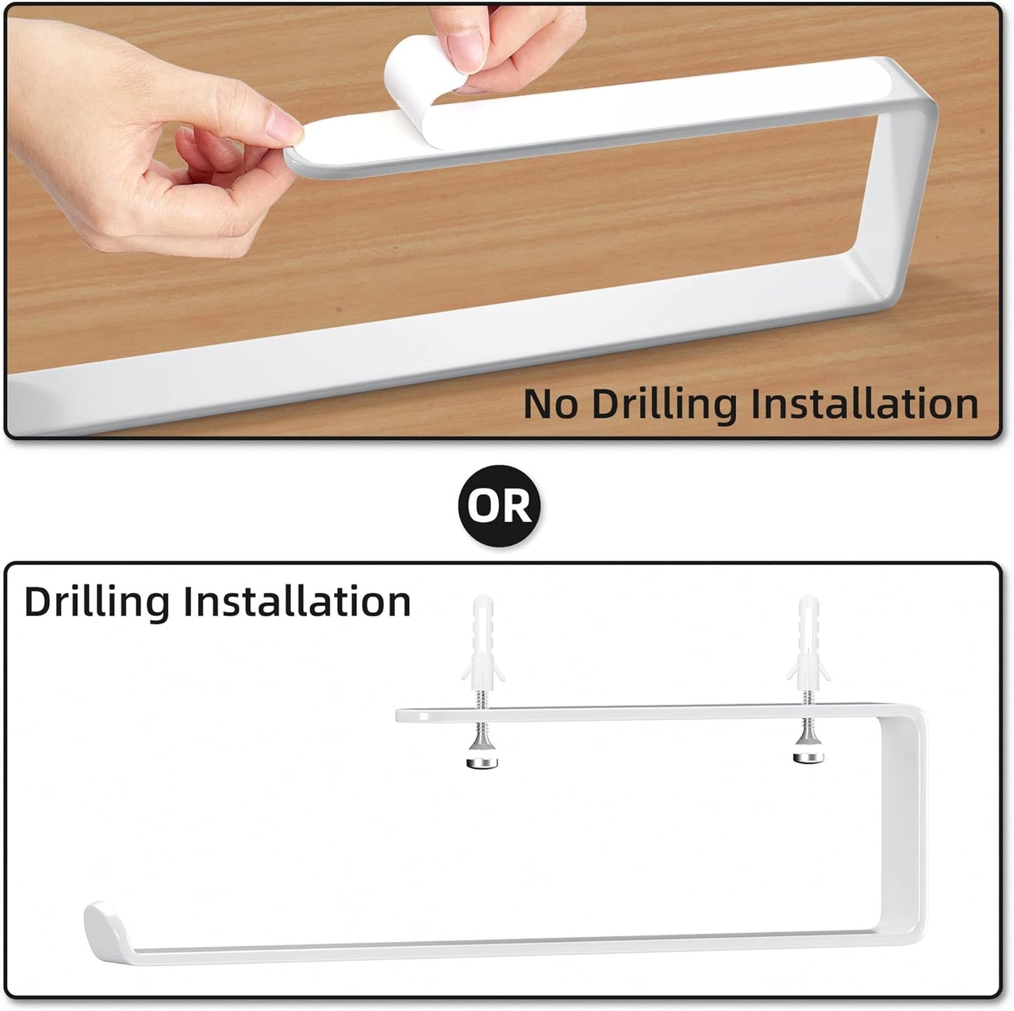 Küchenrollenhalter Ohne Bohren, Weiß Küchenpapierhalter，Selbstklebend Rollenhalt