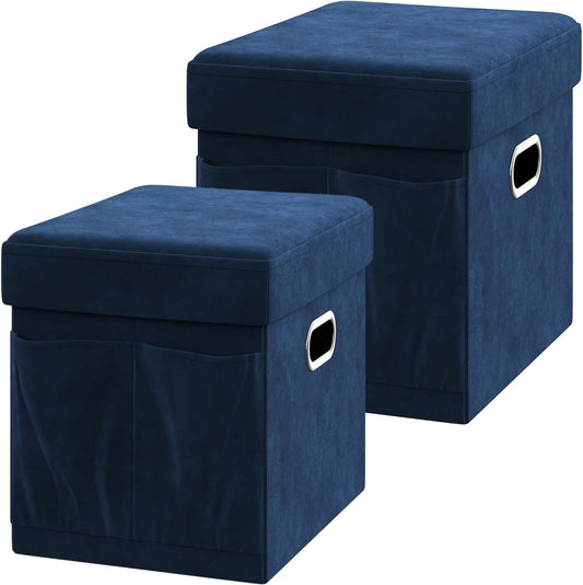 Sitzhocker mit Stauraum Faltbare Sitzbank bis 300KG 38 x 38 x 38 cm (Blau)