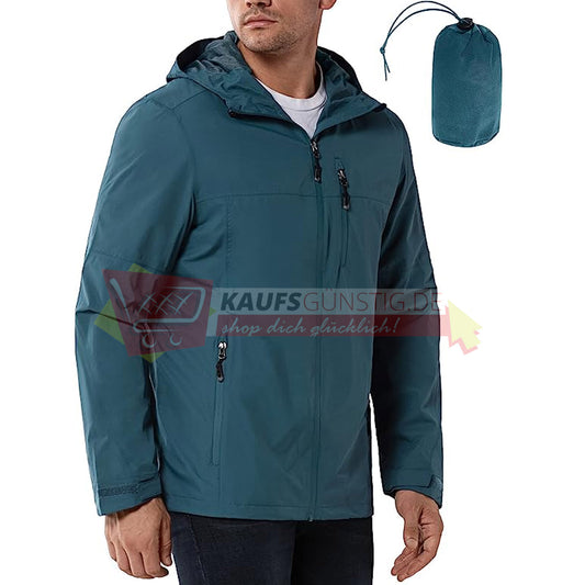 33,000ft Regenjacke Herren Wasserdicht Outdoorjacke Leichte Freizeitjacke Packbare Windjacke Fahrrad Regenmantel mit Kapuze