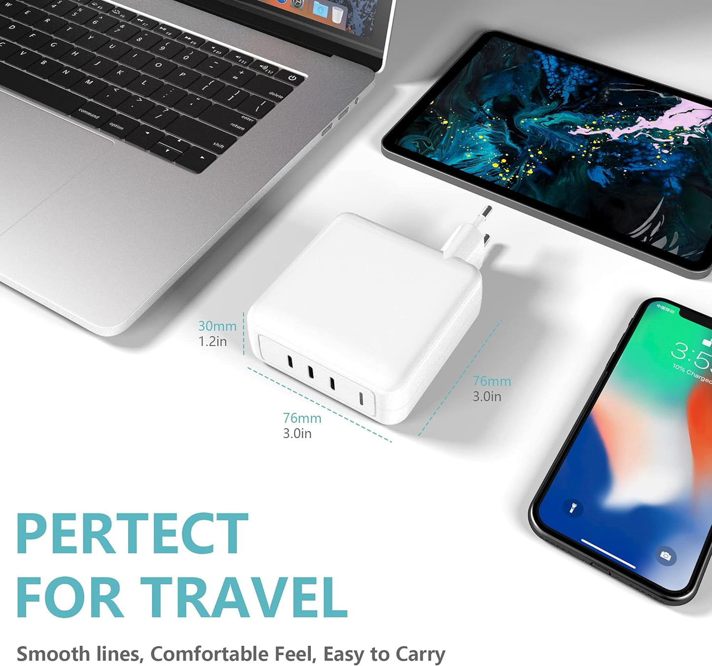 78W USB-C Schnell Ladegerät Netzteil 3 Ports Apple Samsung