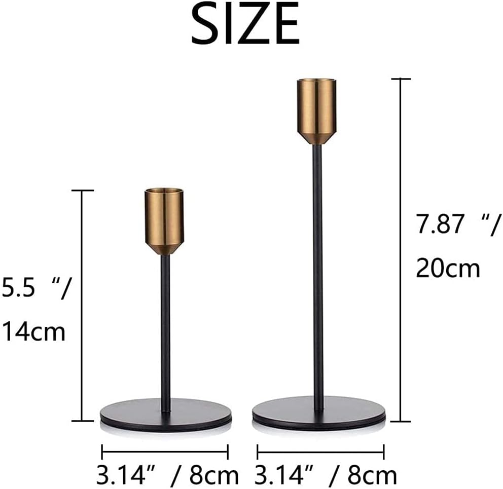 Kerzenständer 2er Set Kerzenhalter Metall dekorativ für Esstische Goldschwarz