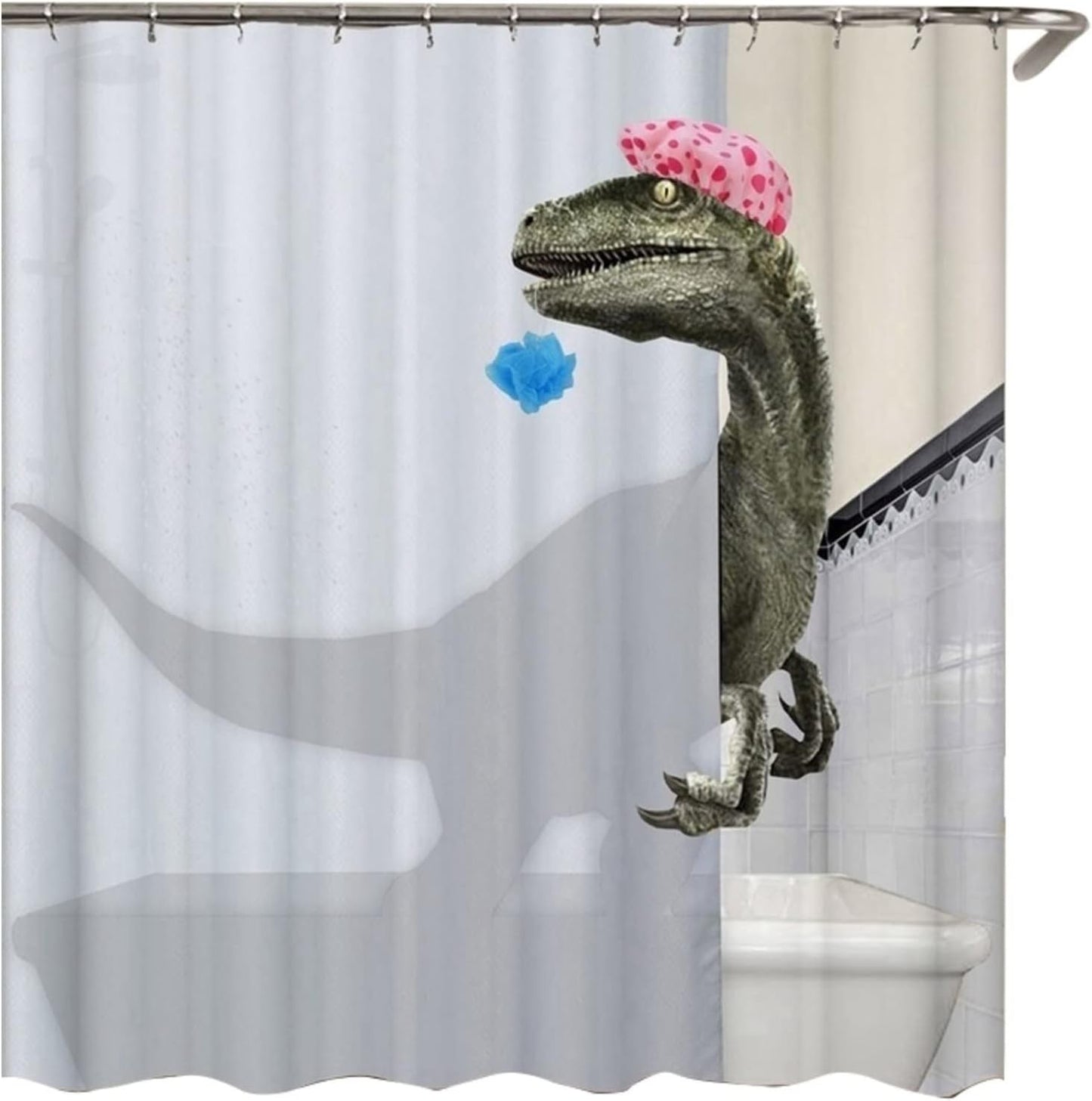 Duschvorhang Wasserdicht Dinosaurier Druck Vorhang Bad180x180cm + 12 Ringe