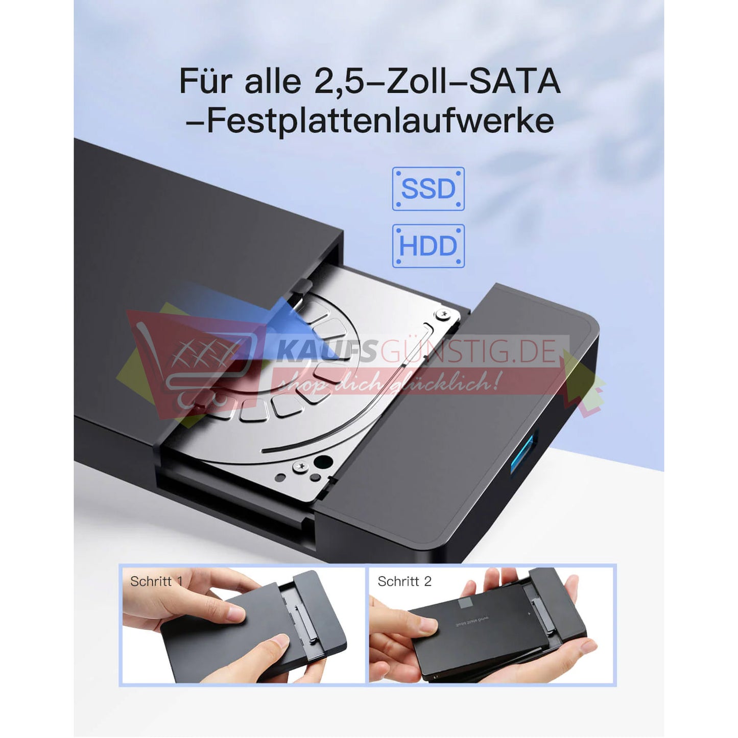 Inateck Festplattengehäuse USB 3.0 Externes Gehäuse 2.5 Zoll SATA SSD HDD