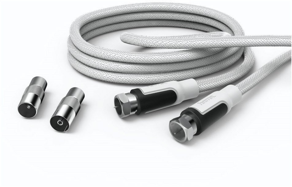 Hama Sat Kabel TV 100dB SAT-Anschlusskabel, Gewebe (6m) weiss