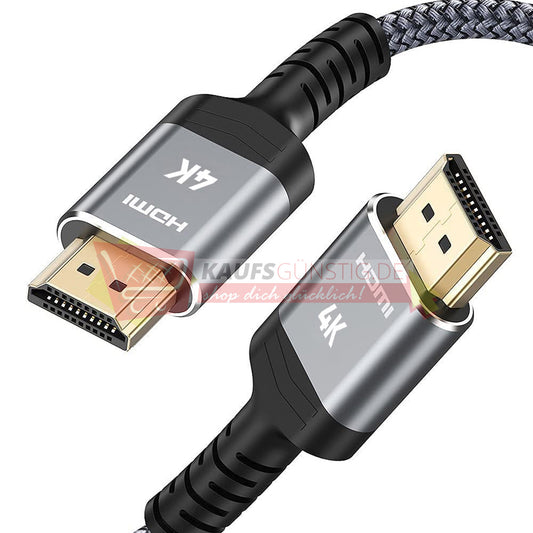 HDMI Kabel 5Meter 4K60Hz Vergoldete Anschlüsse Nylon Geflochtenes Kabel mit Ethernet/Audio Rückkanal Kompatibles 4K 2160p 1080p