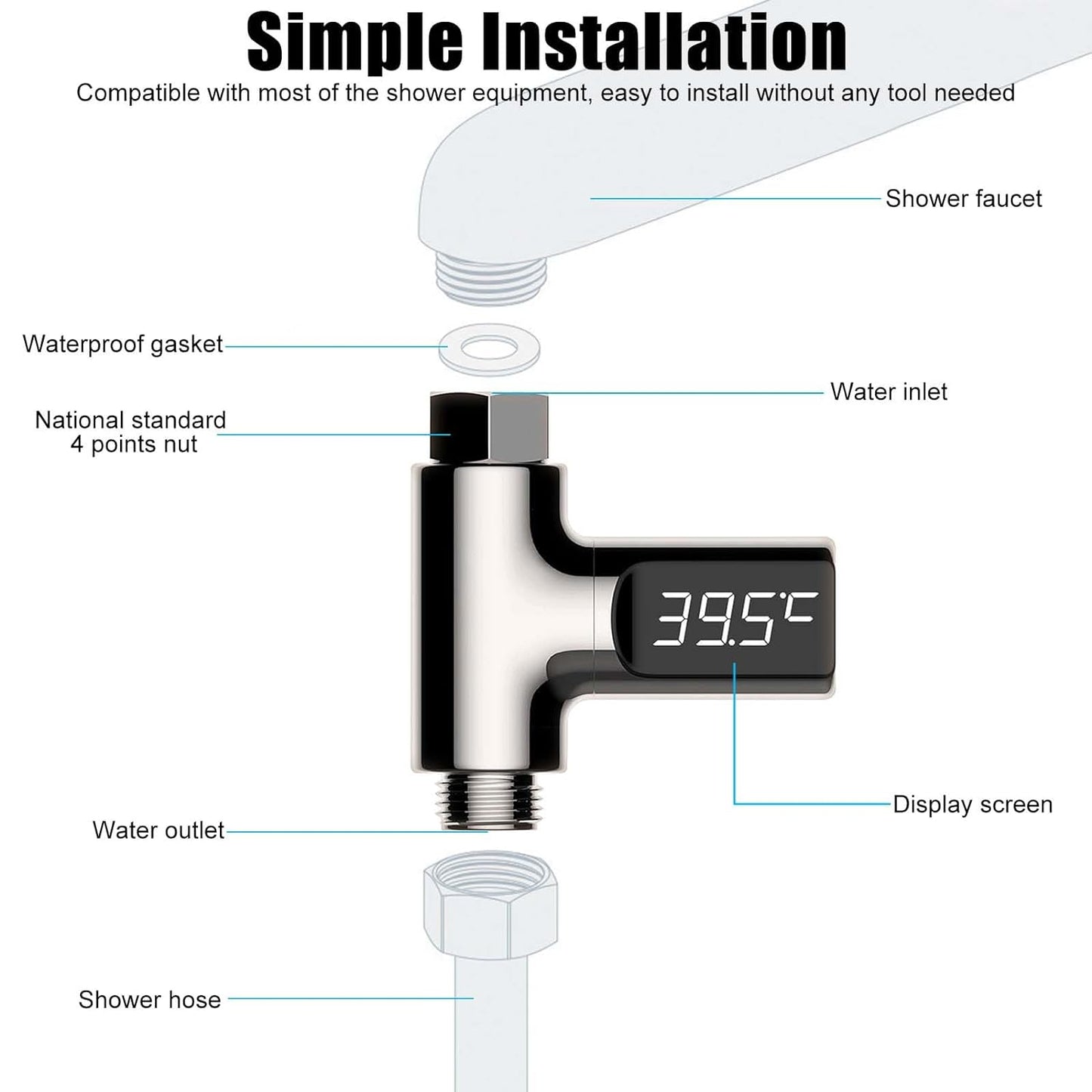 LED Digital Badethermometer Badewannenthermometer 5-85 ℃ Echtzeit