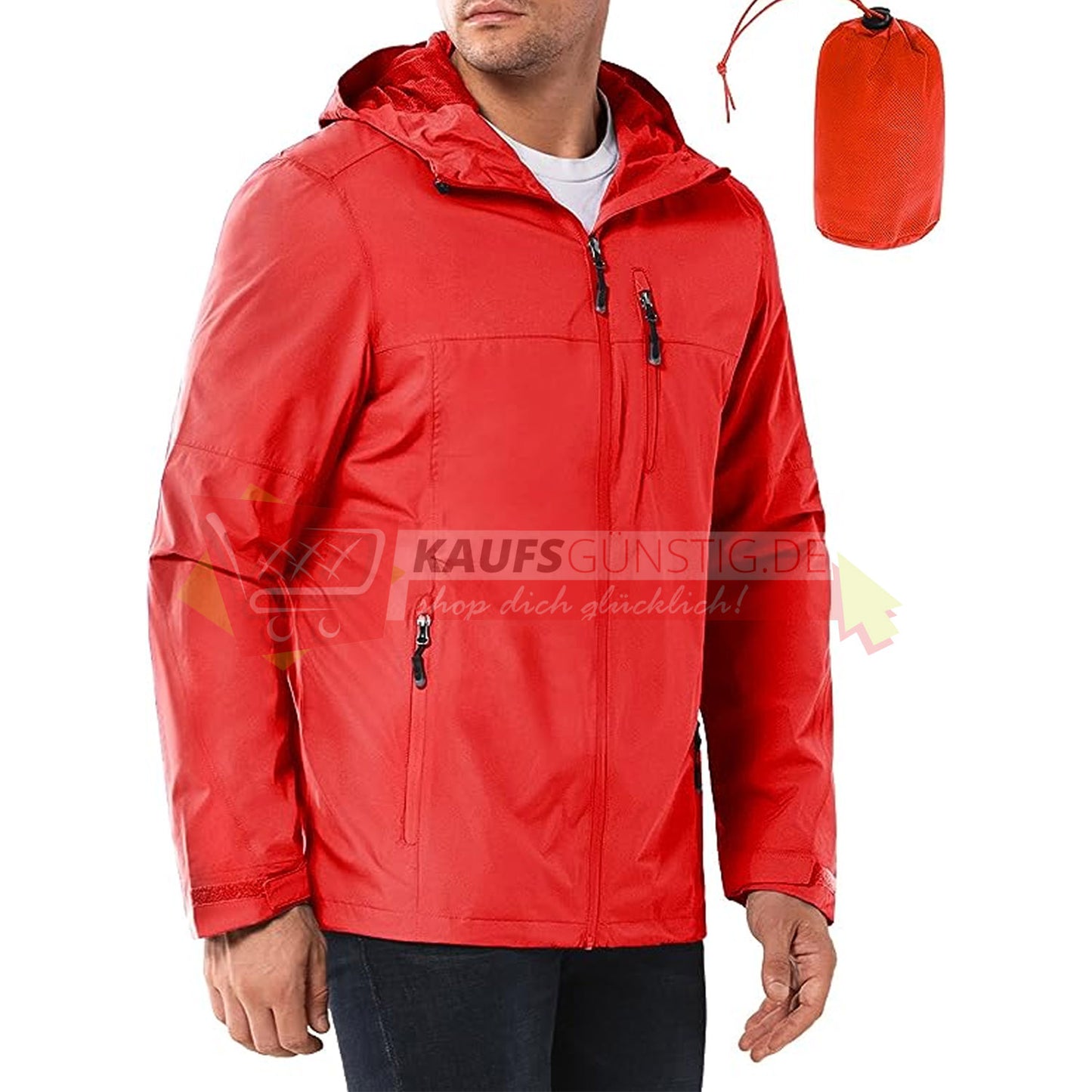 33,000ft Regenjacke Herren Wasserdicht Outdoorjacke Leichte Freizeitjacke Packbare Windjacke Fahrrad Regenmantel mit Kapuze