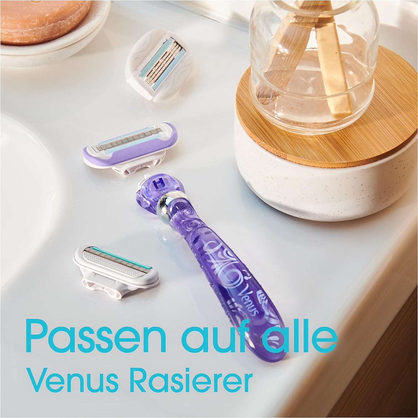 Gillette Venus Deluxe Smooth Swirl Rasierer Damen, Damenrasierer + 3 Rasierklingen mit 5-fach Klinge