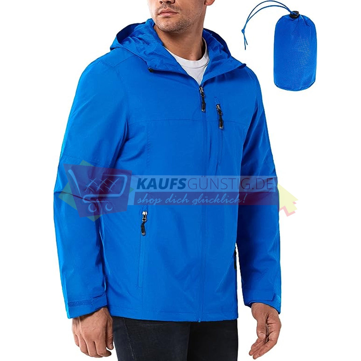 33,000ft Regenjacke Herren Wasserdicht Outdoorjacke Leichte Freizeitjacke Packbare Windjacke Fahrrad Regenmantel mit Kapuze