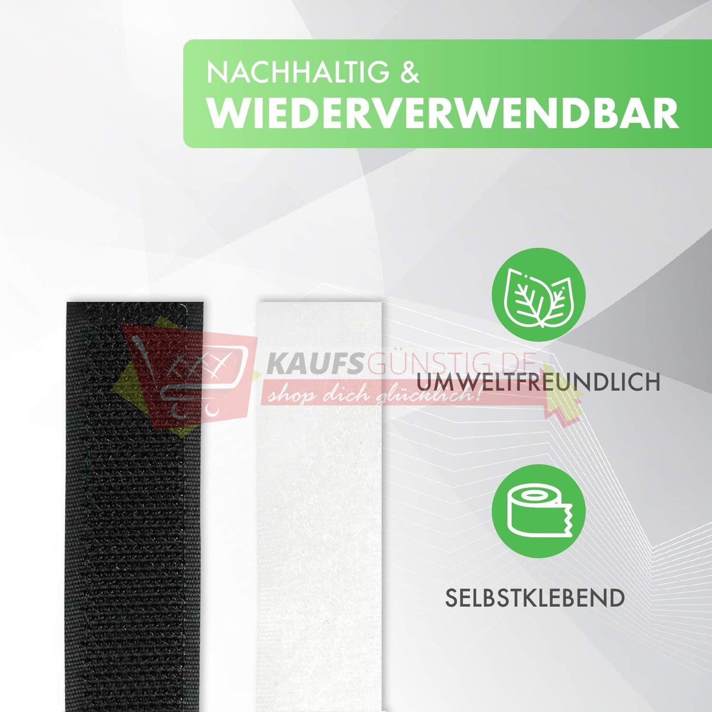 Klettband selbstklebend schwarz 20mm breit - 10m Rolle Flausch und 10 m Rolle Haken 20 mm klebend