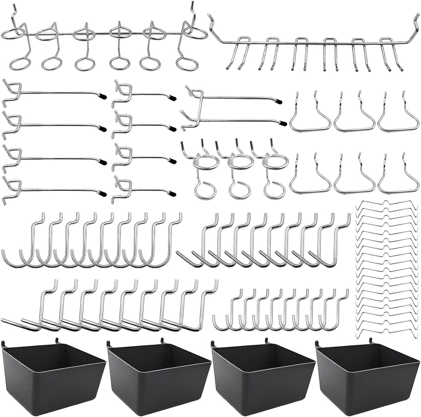 80-Teiliges Pegboard Hooks-Sortiment mit Pegboard Bins, Peg Locks, zum Organisieren