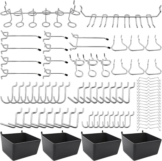 80-Teiliges Pegboard Hooks-Sortiment mit Pegboard Bins, Peg Locks, zum Organisieren