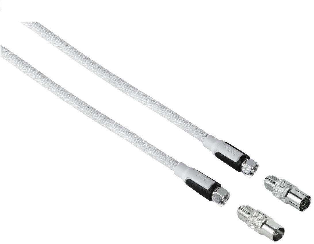 Hama Sat Kabel TV 100dB SAT-Anschlusskabel, Gewebe (6m) weiss