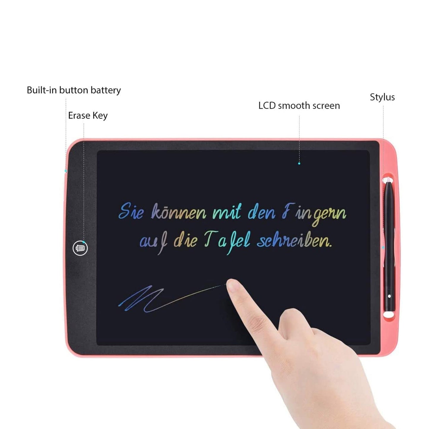 LCD Schreibtafel 12Zoll Bunter Schrift mit Tasche Grafiktablett Schreibtablett Maltafel für Kinder