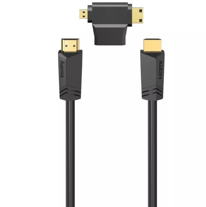 Hama 3in1 High Speed HDMI-Kabel, Stecker - Stecker, Ethernet, 1,5 m + HDMI™-Adapter