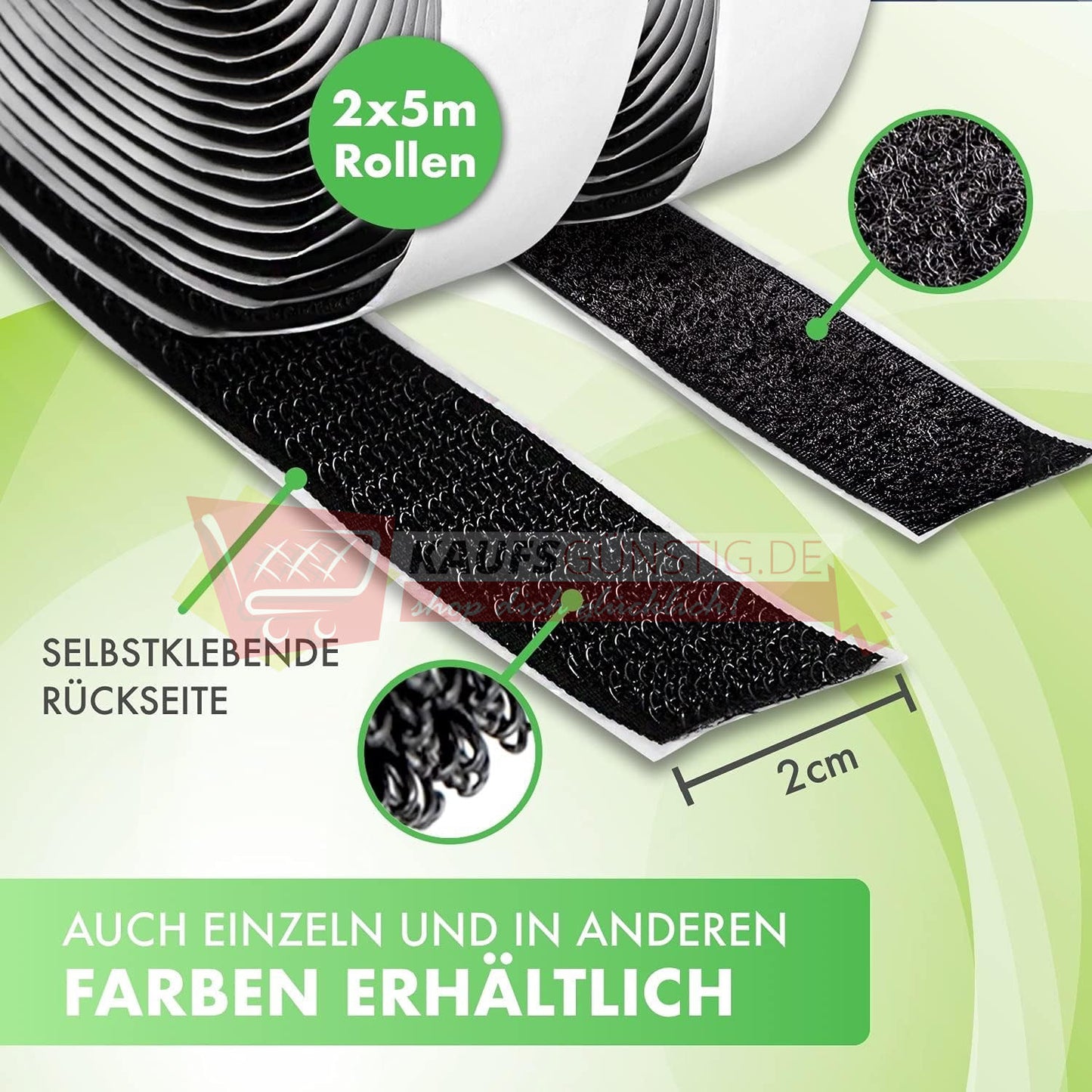 Klettband selbstklebend schwarz 20mm breit - 10m Rolle Flausch und 10 m Rolle Haken 20 mm klebend