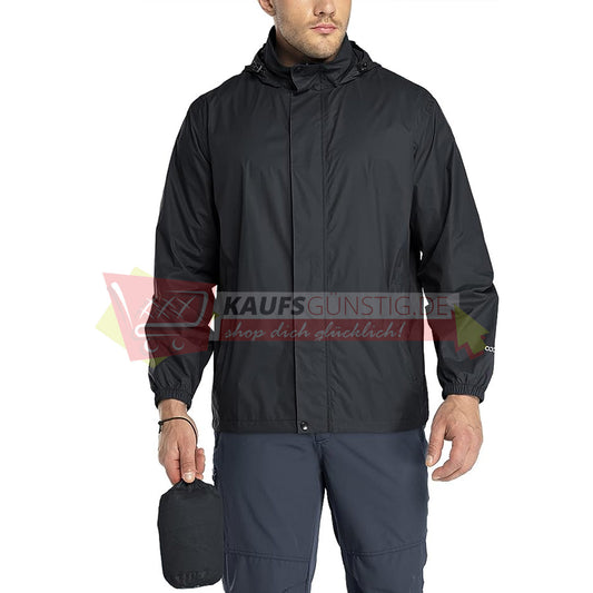 33,000ft Regenjacke Herren Leicht Wasserdicht Faltbare Regenmantel mit Kapuze Fahrrad Rain Windbreaker Windjacke Camping Outdoor