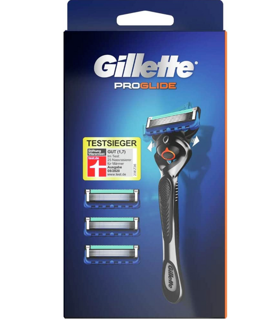 Gillette PROGLIDE Nassrasierer Herren, Rasierer + 4 Rasierklingen 5-Fach Klinge