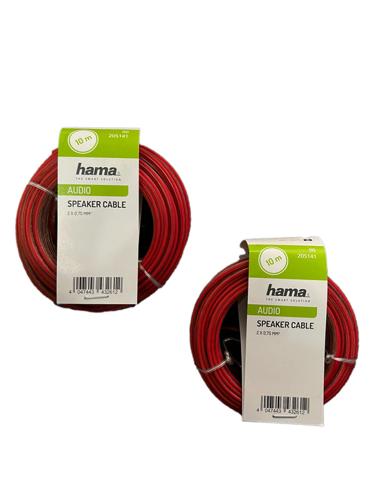 2x Hama HQ 10m Lautsprecher-Kabel 2x 0,75mm dick 2-adrig Boxen-Kabel Hifi LS Kabel