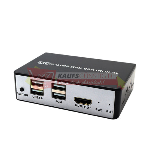 HDMI USB KVM 4K/60Hz KVM Switcher 2x1 USB Switch + 2x Kabel