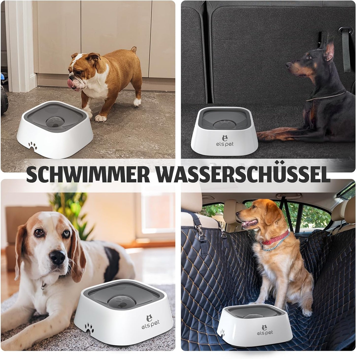 ELS PET Wassernapf 1L Auslaufsicher Trinknapf für Hund Katze Wasserspender Rutschfest